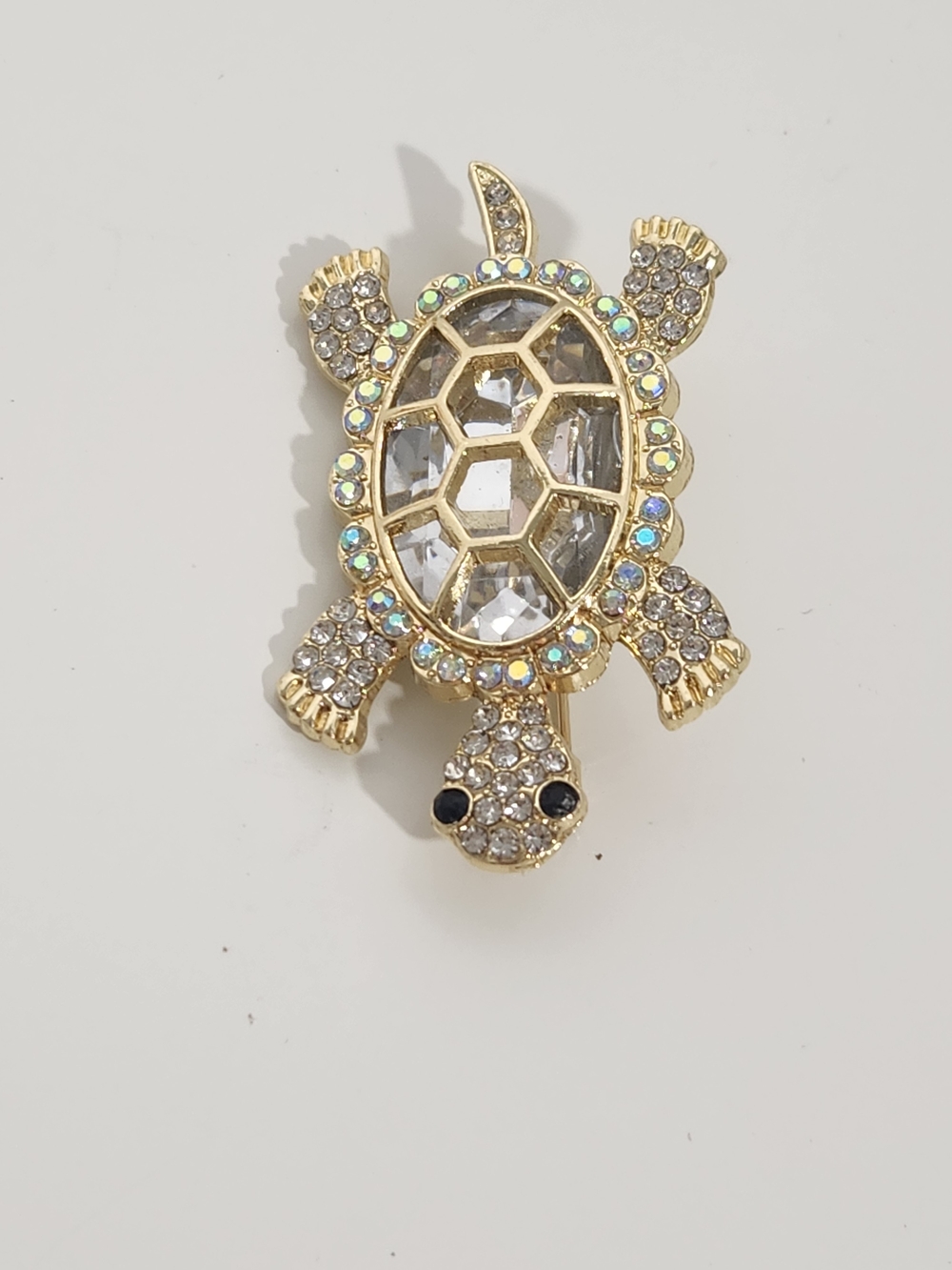 Gold-Tone Crystal Turtle Brooch - Women's Jewelry